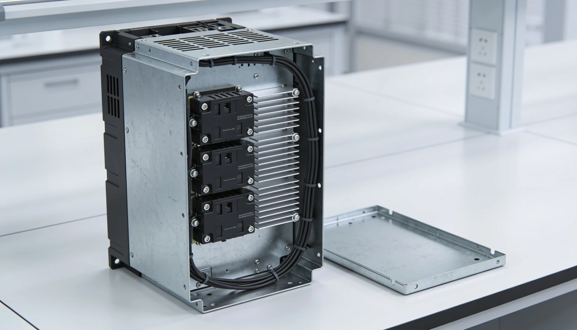 Частотные преобразователи и инверторы работают с IGBT- или MOSFET-модулями на общем радиаторе в шкафном исполнении.